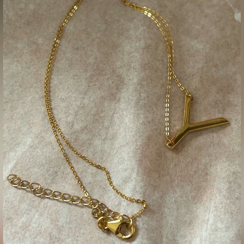 NWT/NIP Vermeil Yellow Gold “Y” Initial Necklace